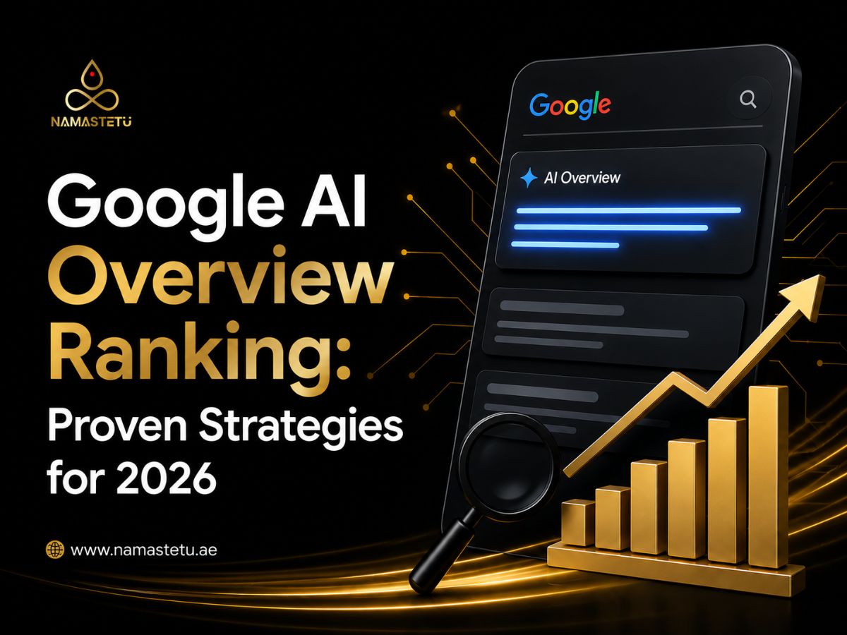 Google AI Overview ranking optimization concept showing SEO strategies, content authority, AI search visibility, and website performance improvements for 2026.
